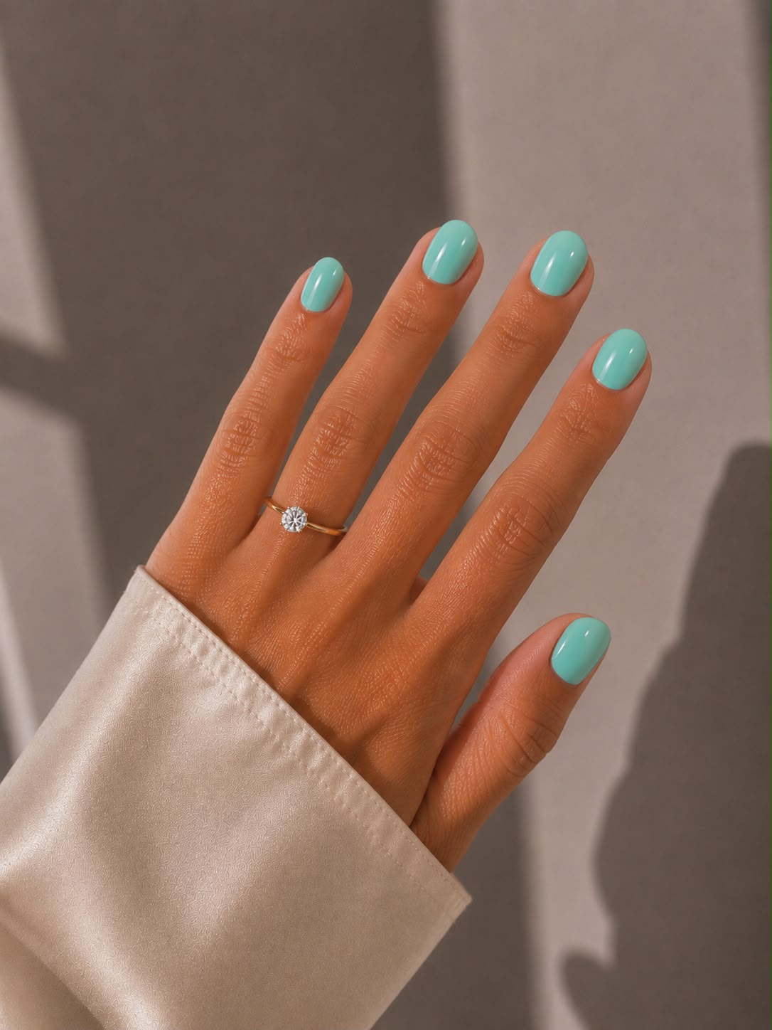 Aqua Fresh – Extra kurze, ovale (Extra Short Oval), mintgrüne Press-on-Nägel mit glänzendem Finish, von Hand aufgetragen, von Aimee STHLM
