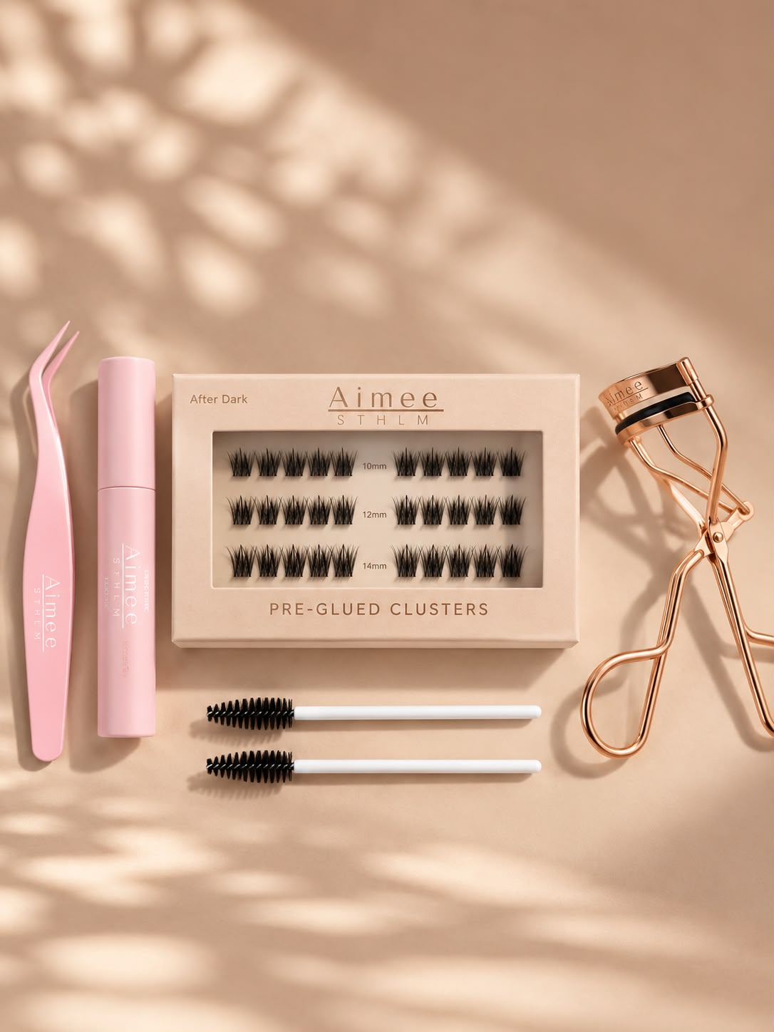 Pre-Glued Clusters Bundle Startkit – Komplet sæt med forlimede løse øjenvipper, Lash Remover og værktøj fra Aimee STHLM