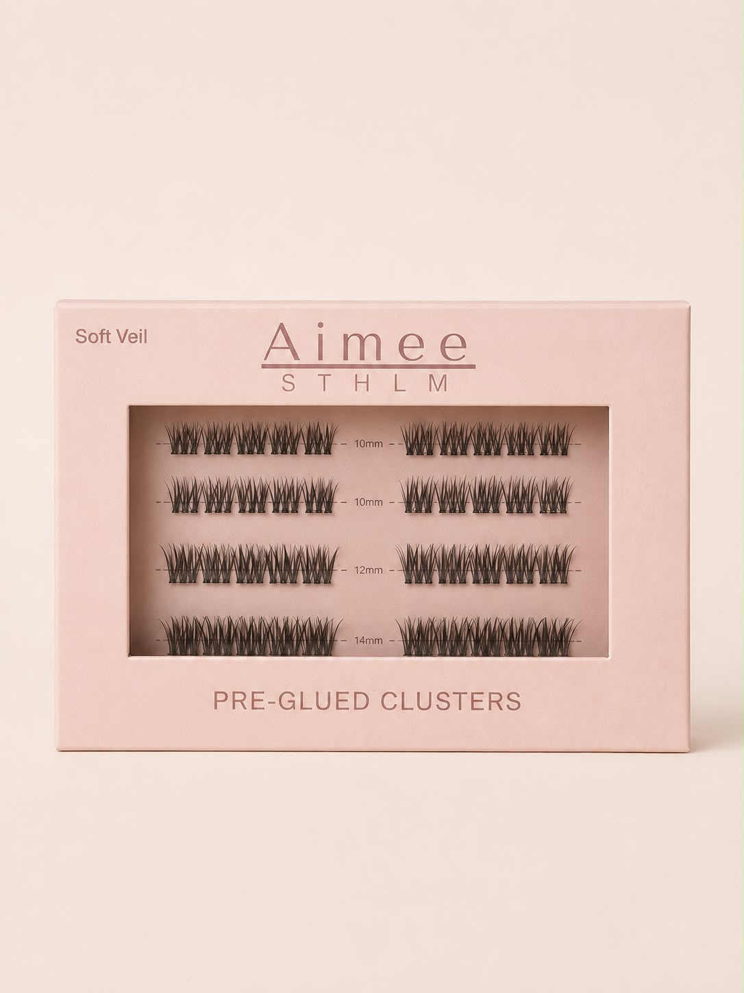 Soft Veil Pre-Glued Clusters – Vorgeklebte Einzelwimpern und natürliche Wimpernbüschel in einer Schachtel von Aimee STHLM